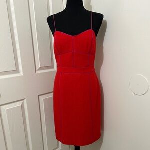 Banana Republic Red Textured Dress With Pink Details Spaghetti Straps Size 4